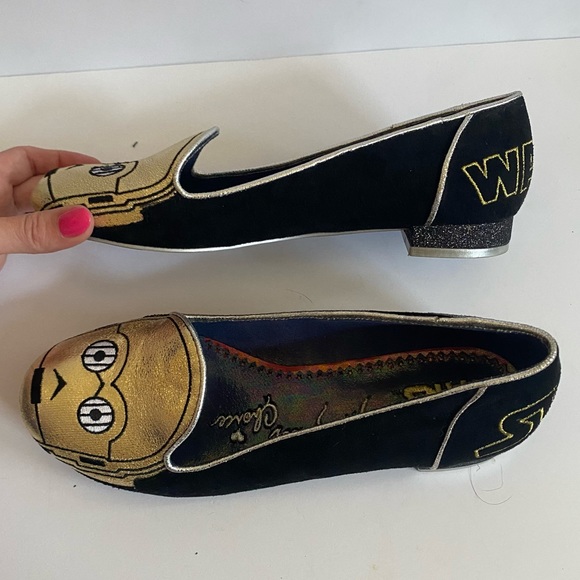 Star Wars x Irregular Choice London C-3PO black suede flat loafers, Women’s 7.5 - Picture 6 of 12